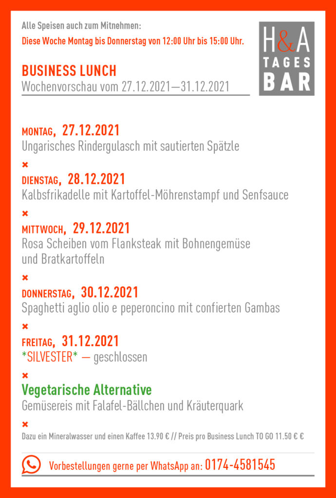 Silvester und weihnachten in der Tagesbar, cologne food und Weinbar am friesenplatz in Köln