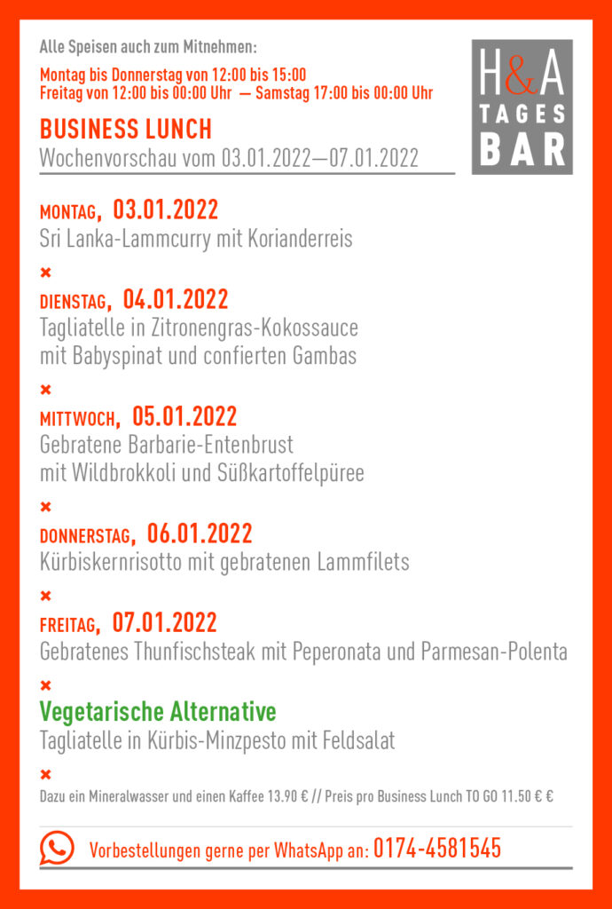 Der Business Lunch in der Tagesbar in Köln, Tapasbar und weinbar 