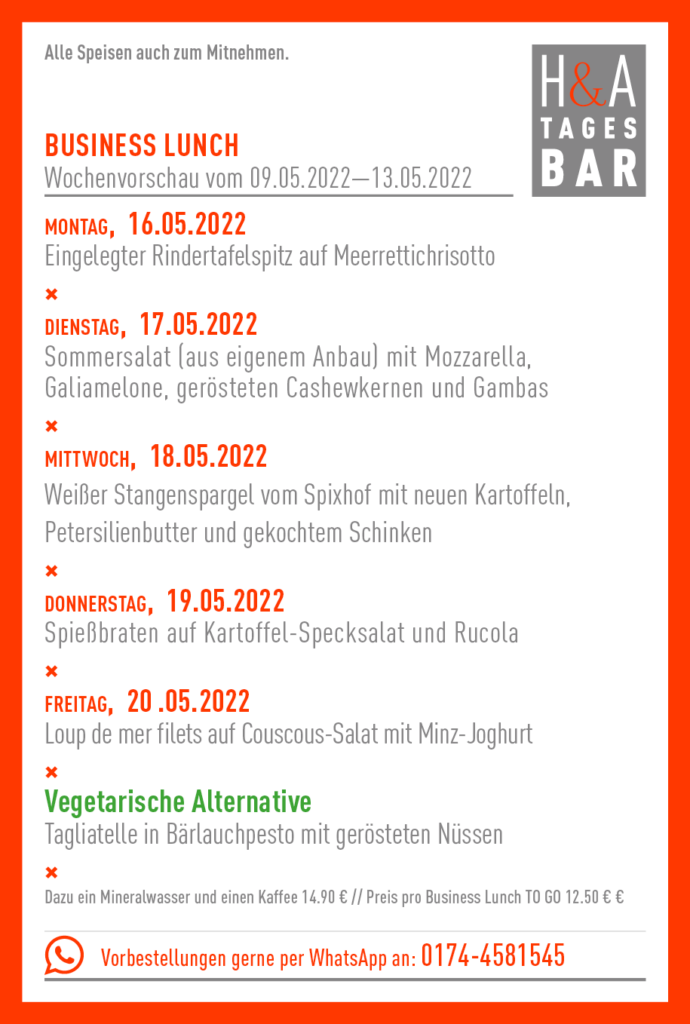 Speisekarte Restaurant HuA Tagesbar, In Köln die Tapasbar am Friesenplatz in der der Friesenstrasse, cologne Food