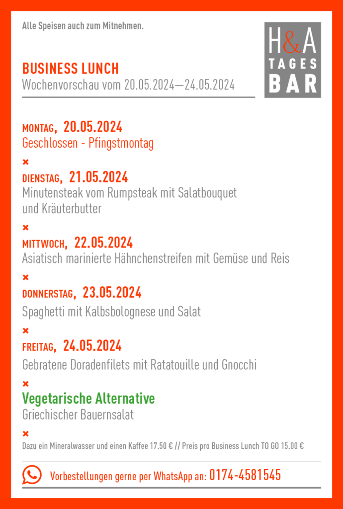 Restaueant und Tagesbar in Köln mit Business Lunch