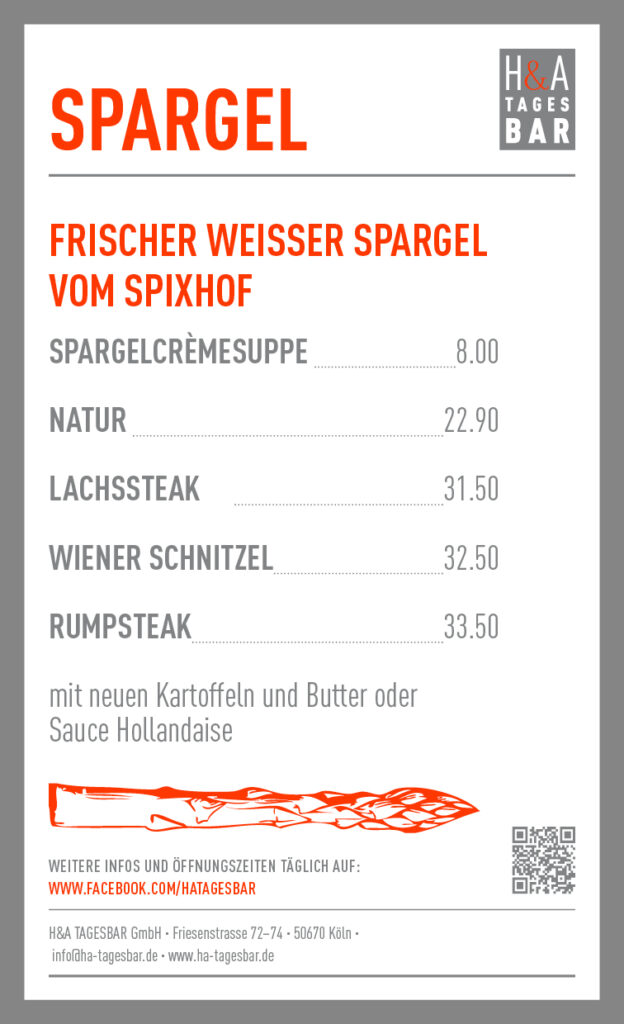 Frischer Spargel mit Lachs, Schnitzel oder klassisch. Nur zur Spargelsaison 2025!