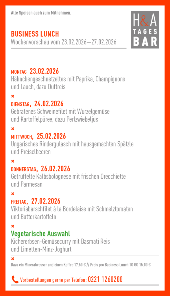 Restaurant MIttagskarte, Mittagessen als Business Lunch